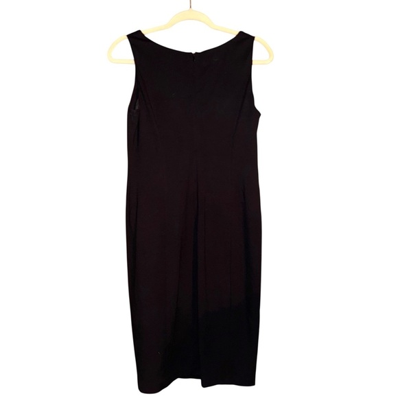 EILEEN FISHER Black Ponte Knit Asymmetric Neck Stretch Sheath Dress LBD Size 2 - Picture 10 of 16